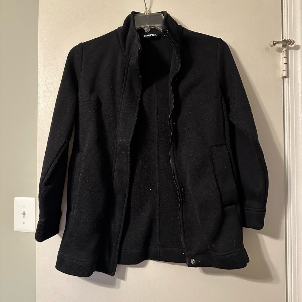Lands' End Women's Black Pea Coat